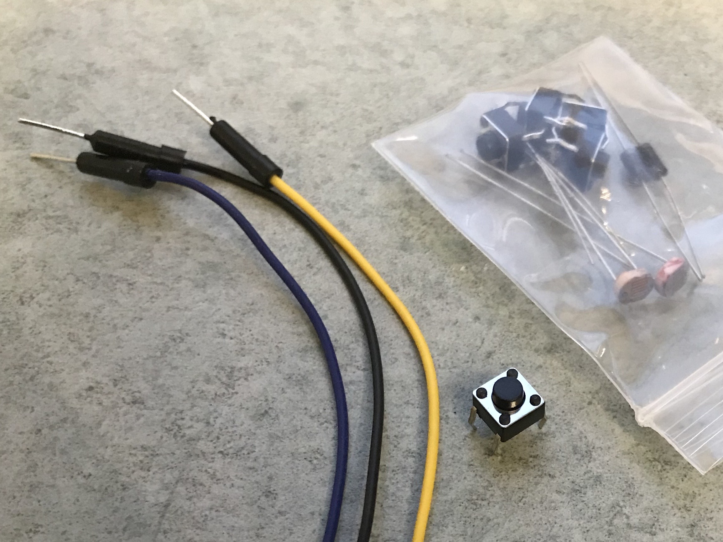 The materials to wire up the button.