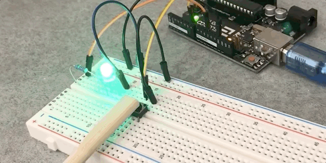 The button-controlled LED